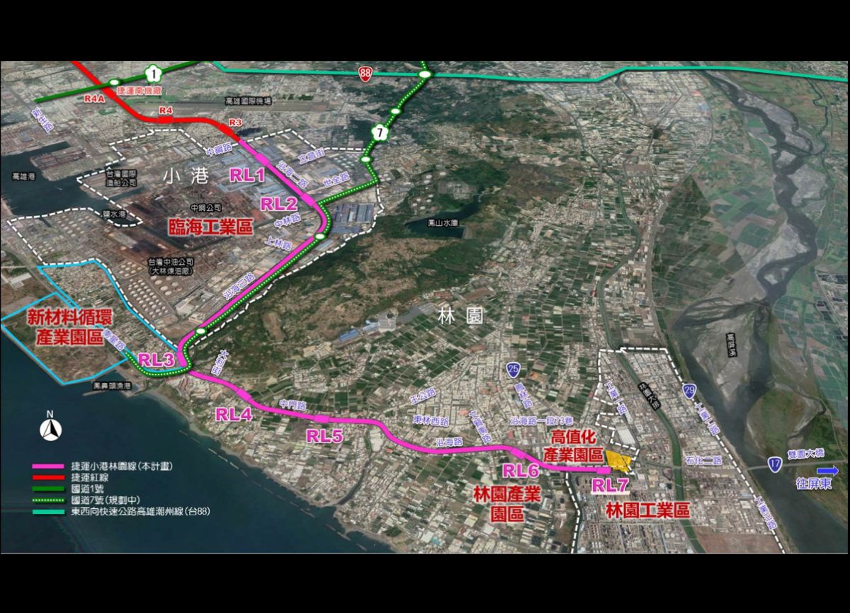 高雄捷運「小港林園線」11.59公里,共規畫7個車站。(圖:高雄市政府提供)