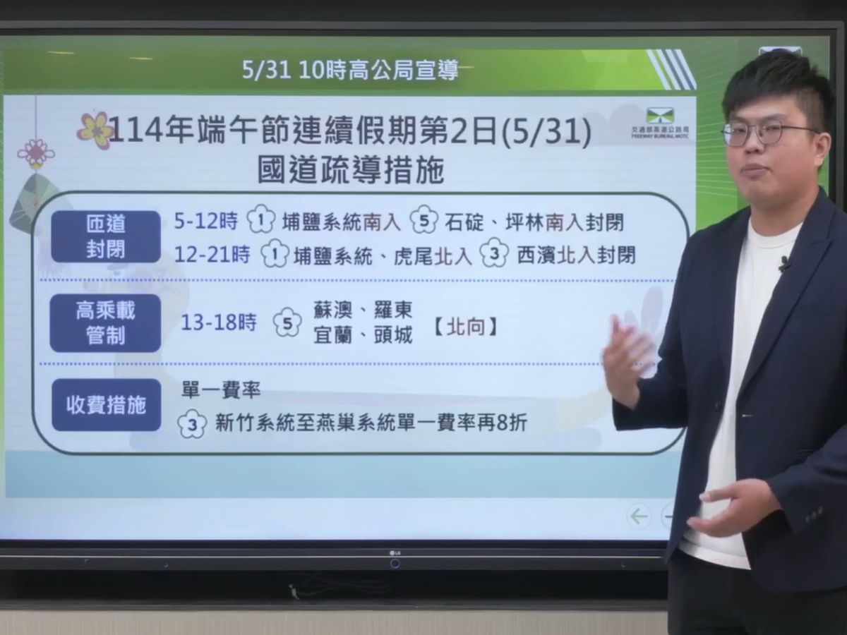 端午國五北上高承載管制　國道全日流量比平常多1.2倍　